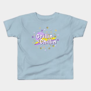 Grillin & Chillin - 90s BBQ Cookout Triangle Pattern Kids T-Shirt